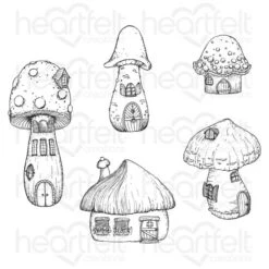 Discount โ๏ธ Heartfelt Creations Mini Mushroom Cottages Cling Stamp Set ๐ฅ