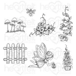 Promo 😉 Heartfelt Creations Mushroom Cottage Accents Cling Stamp Set 👍