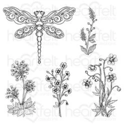 Flash Sale ๐ Heartfelt Creations Dragonfly Florals Cling Stamp Set โญ