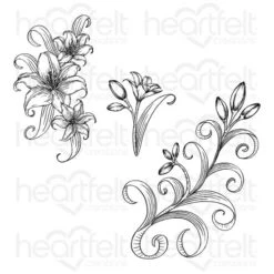 Wholesale ✔️ Heartfelt Creations Garden Lily Spray & Fillers Cling Stamp Set 🧨
