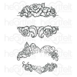 New ๐ Heartfelt Creations Elegant Rose Banner Cling Stamp Set โญ