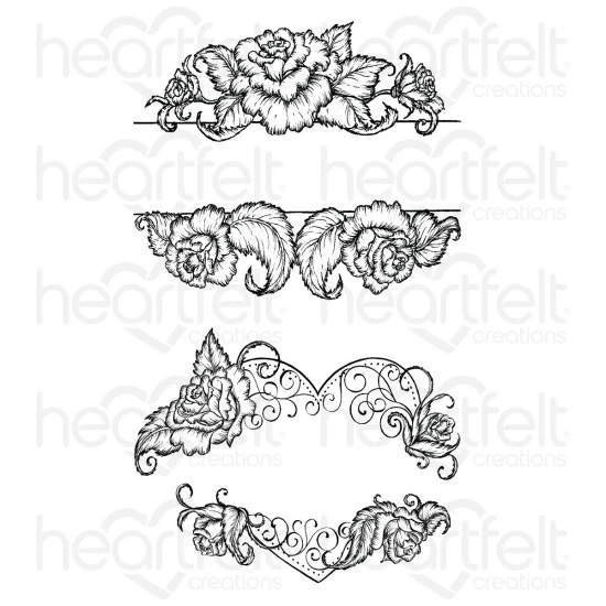 New ๐ Heartfelt Creations Elegant Rose Banner Cling Stamp Set โญ 3 New ๐ Heartfelt Creations Elegant Rose Banner Cling Stamp Set โญ