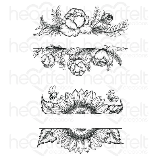 Best Pirce 🌟 Heartfelt Creations Peony & Sunflower Banner Cling Stamp Set ⭐ 3 Best Pirce 🌟 Heartfelt Creations Peony & Sunflower Banner Cling Stamp Set ⭐