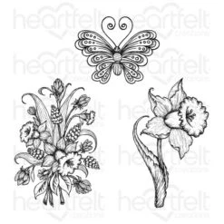 Wholesale 🤩 Heartfelt Creations Small Daffodil And Butterfly Cling Stamp Set ⌛