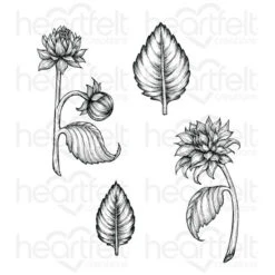 Cheapest 😀 Heartfelt Creations Dahlia And Leaves Cling Stamp Set 😍